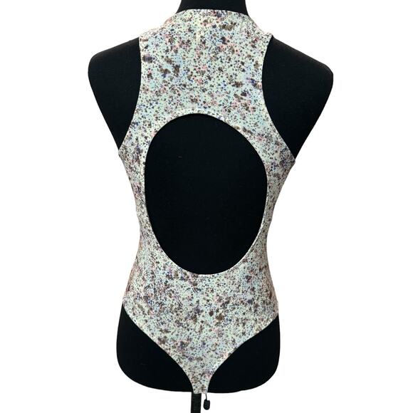New ~ OPEN EDIT ~ NORDSTROM ~ Flower Fields High Crewneck Cutout Bodysuit S - Picture 5 of 10